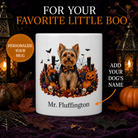 Personalized Yorkshire Terrier Halloween Mug – Custom Dog Name Gift – front view with no handle
