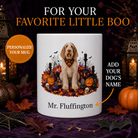 White Spinone Italiano dog Halloween mug with custom pet name and spooky fall artwork — image 1